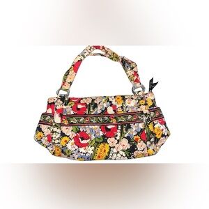 Vera Bradley Poppy Fields 2010 Retired Print Shoulder Bag Tote Quilted Cotton